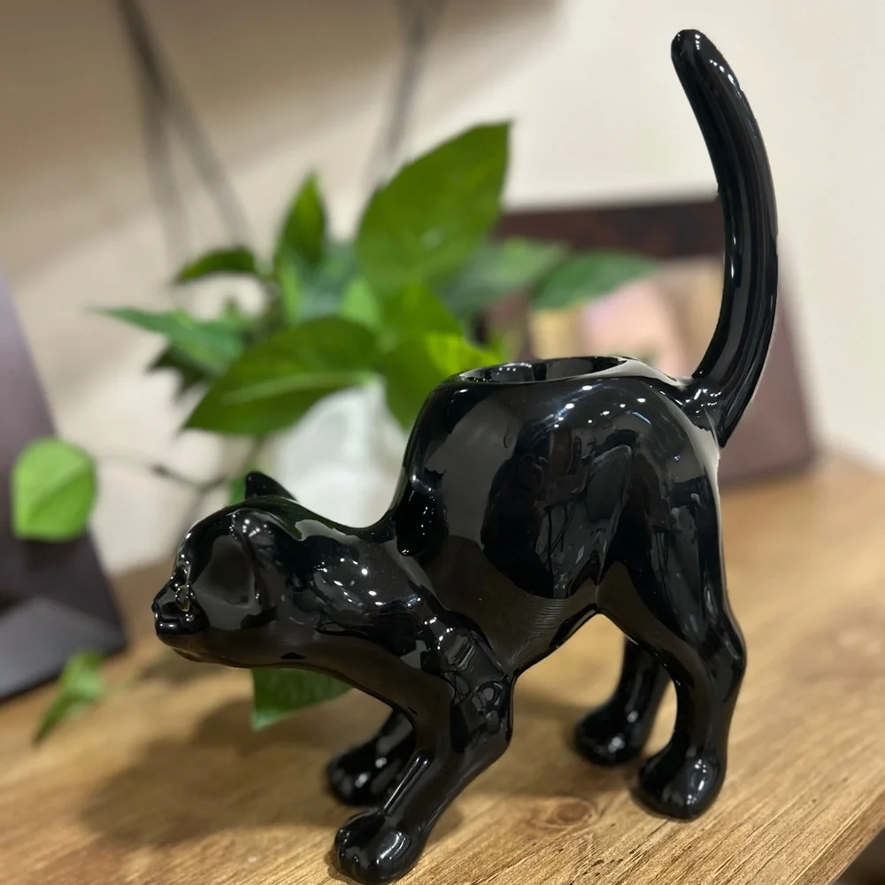 PartyLite Retired Halloween Black Cat Tealight Holder - Picture 2 of 7